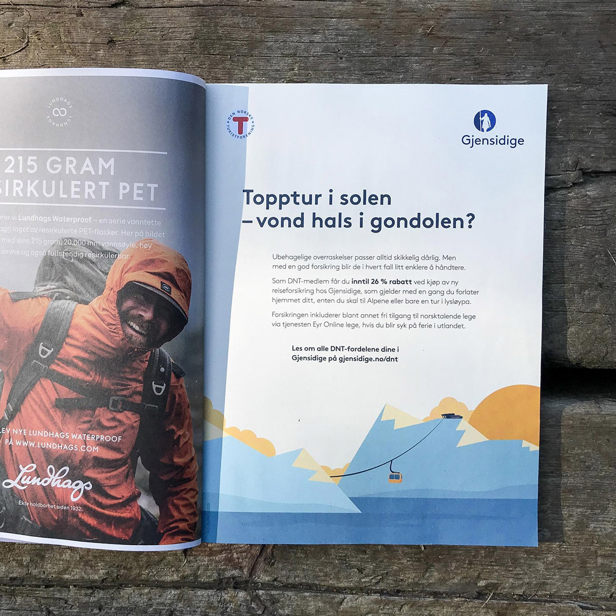 Spread from magazine with insurance ad